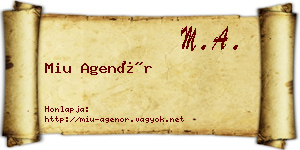 Miu Agenór névjegykártya